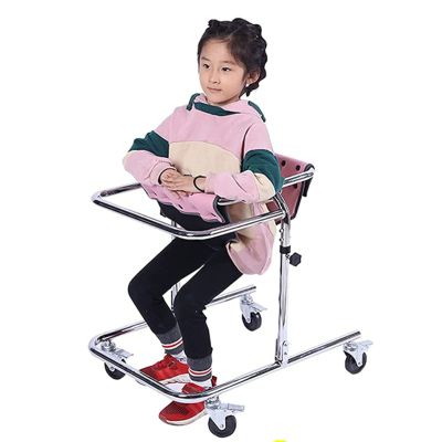 Child Rehabilitation Rollator, Walking Aid with Seat Walking Mobility Aid Lower Limb Rehabilitation Aids Training Stand,Camel (Pink)