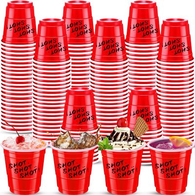 cssopenss 120 pcs Red Plastic Shot Glasses 2 oz red shot cups Christmas shot glasses disposable for drinking Tastings served Snacks Jello Tastings and Samples