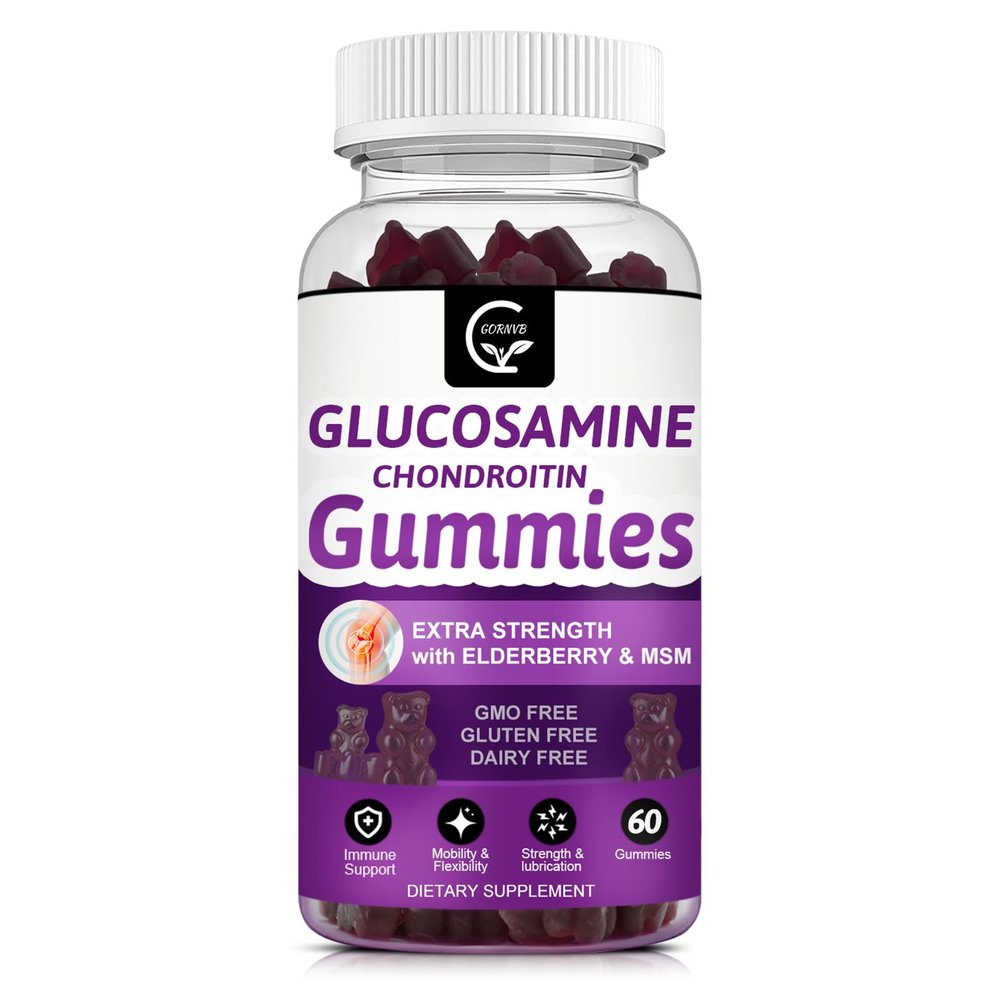 GORNVB Glucosamine Chondroitin Gummies with MSM & Elderberry  Extra Strength Mobility & Flexibility Support, Antioxidant Immune Supplement for Women & Men
