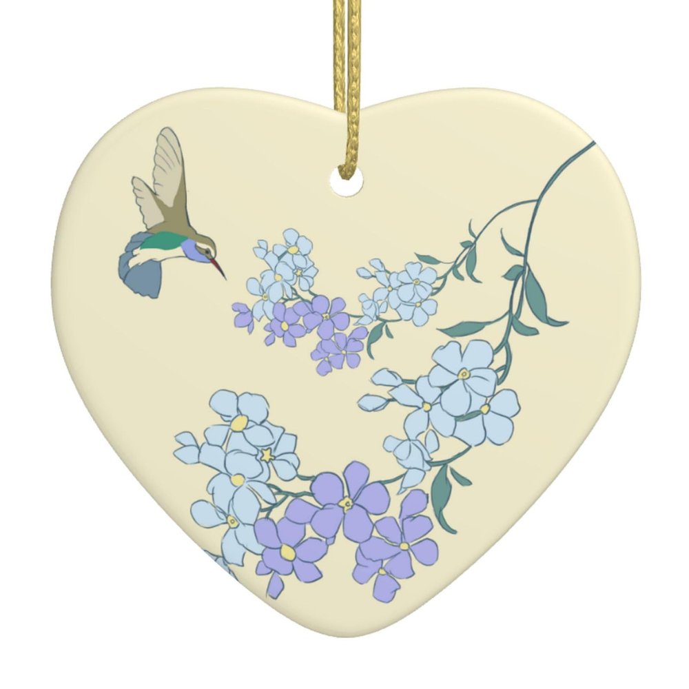 BROLEO Fresh Orchids Prints Christmas Ceramic Love Pendant Decoration - Hanging Ornament for Stores, and Homes -2.9 inch