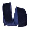 2.5 inch x 10 Yards Midnight Blue Faux Velvet Wired Ribbon view 2