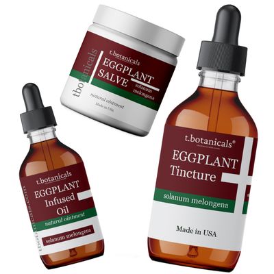 t.botanicals 3-Piece Eggplant Skin Conditioning Set Eggplant Salve Tincture Oil Skin Cell Health Support Relief Regenerate Discolored Thickened Scaly Skin Disorders