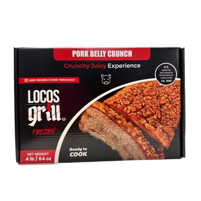 Locos X Grill Pork Belly Crunch Authentic Asian Flavors Pre Cook, Frozen and Ready in 15 to 25 Minutes. Chicharron - Pancetta - Barrigada - Porkbelly, 4 Pounds