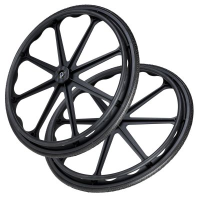 2Pcs 20 Inch Replacement Wheelchair Wheels For Walkers, Wheelchair Wheels Replacement With Bearings, Non-Slip Puncture Proof Polyurethane Solid, Reinforced Nylon Hub, Bearing: 12mm ( Color : Black , S