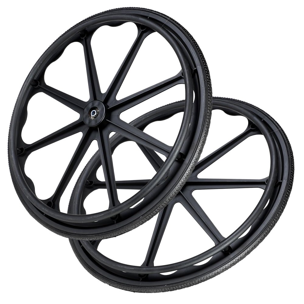 2Pcs 20 Inch Replacement Wheelchair Wheels For Walkers, Wheelchair Wheels Replacement With Bearings, Non-Slip Puncture Proof Polyurethane Solid, Reinforced Nylon Hub, Bearing: 12mm ( Color : Black , S