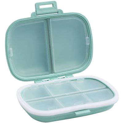 8 Compartments Travel Pill Organizer, Daily Pill Case Small Pill Box for Pocket Purse, Portable Pill Container Medicine Vitamin Organizer (Green)