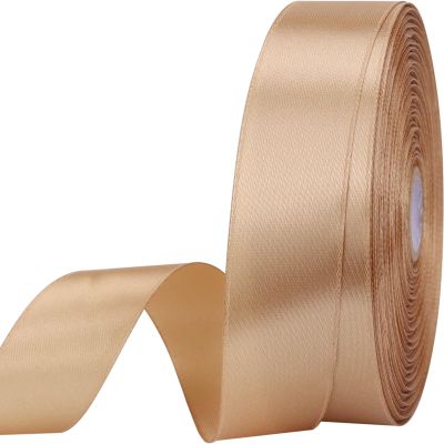 1 inches 50 Yard Champagne Gold Satin Ribbon for Gift Wrapping, Wedding, Crafts, Christmas,Easter, Floral, Hair, Invitation Decorations and More