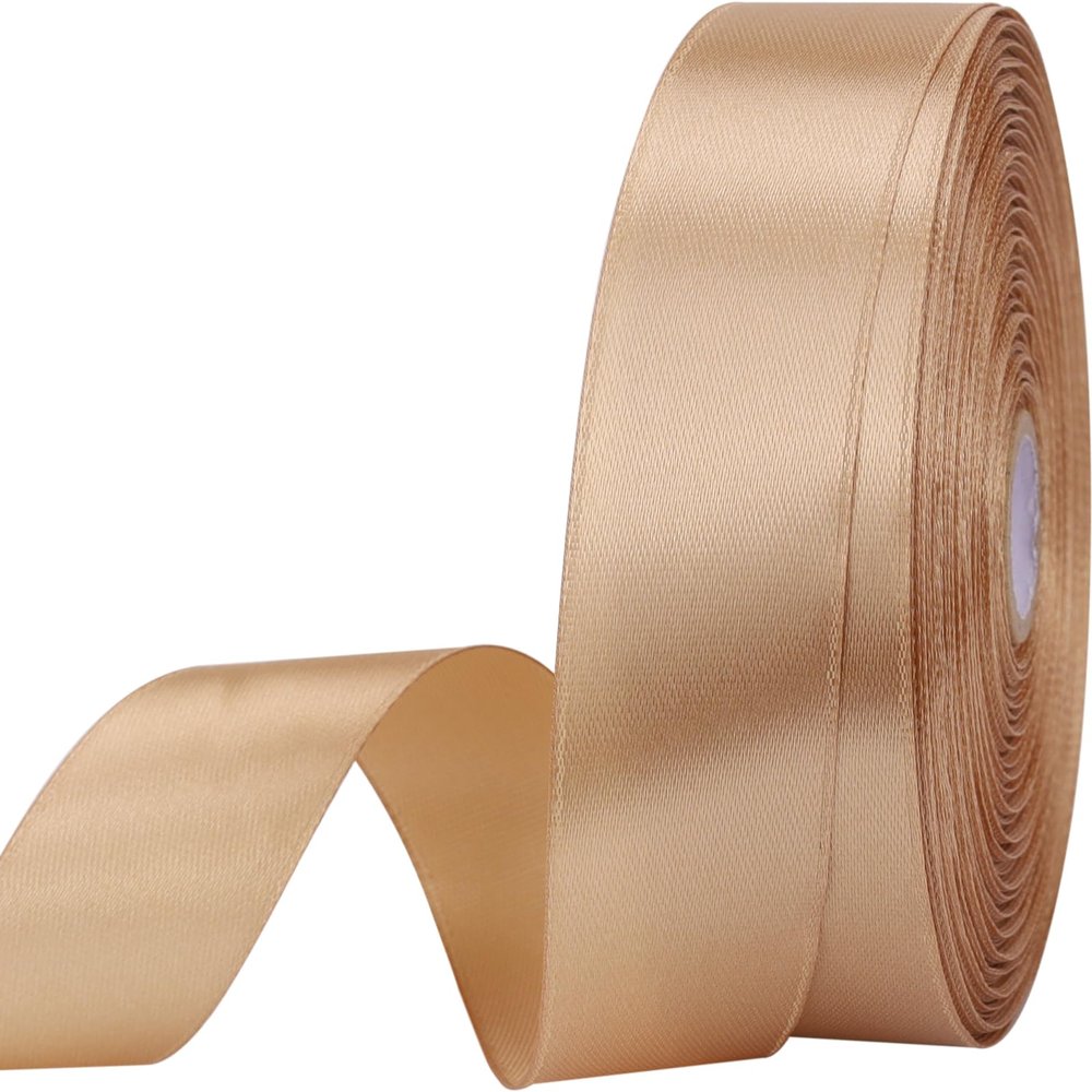 1 inches 50 Yard Champagne Gold Satin Ribbon for Gift Wrapping, Wedding, Crafts, Christmas,Easter, Floral, Hair, Invitation Decorations and More