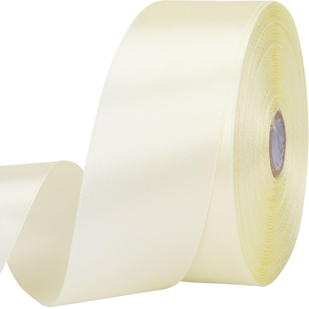 1-1/2 inches 50 Yard Rice White Satin Ribbon for Gift Wrapping, Wedding, Crafts, Christmas,Easter, Floral, Hair, Invitation Decorations and More