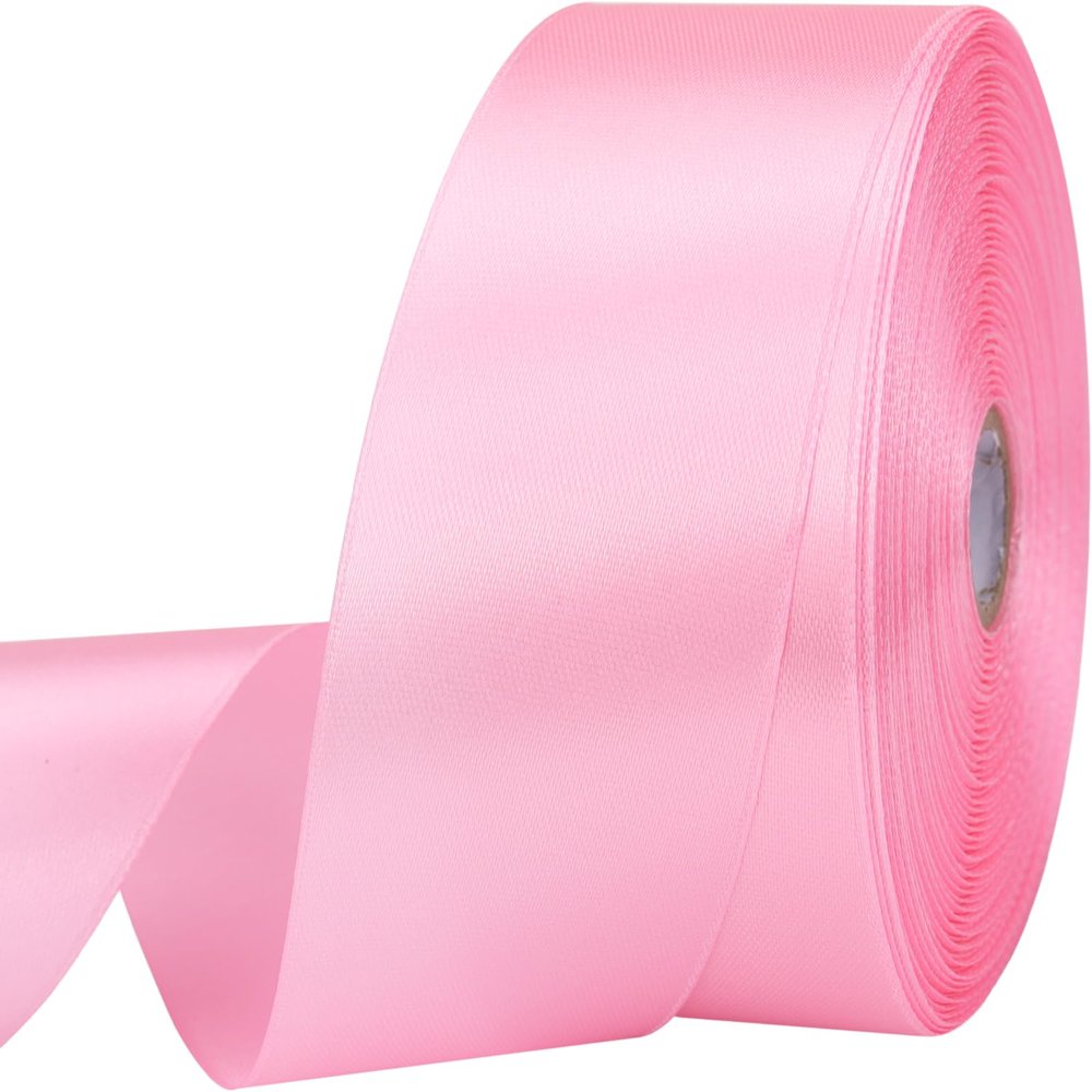 1-1/2 inches 50 Yard Pink Satin Ribbon for Gift Wrapping, Wedding, Crafts, Christmas,Easter, Floral, Hair, Invitation Decorations and More