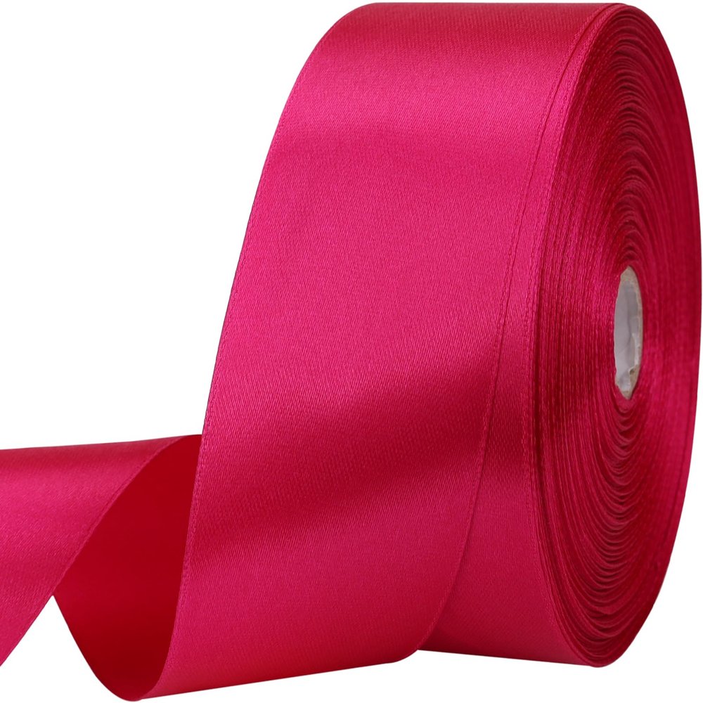 1-1/2 inches 50 Yard Rose red Satin Ribbon for Gift Wrapping, Wedding, Crafts, Christmas,Easter, Floral, Hair, Invitation Decorations and More