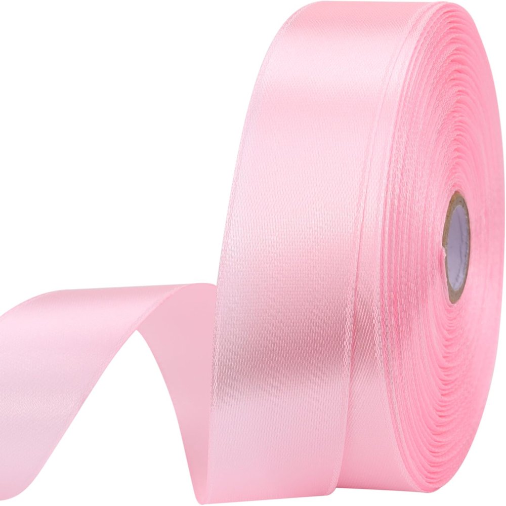 1 inches 50 Yard Light Pink Satin Ribbon for Gift Wrapping, Wedding, Crafts, Christmas,Easter, Floral, Hair, Invitation Decorations and More