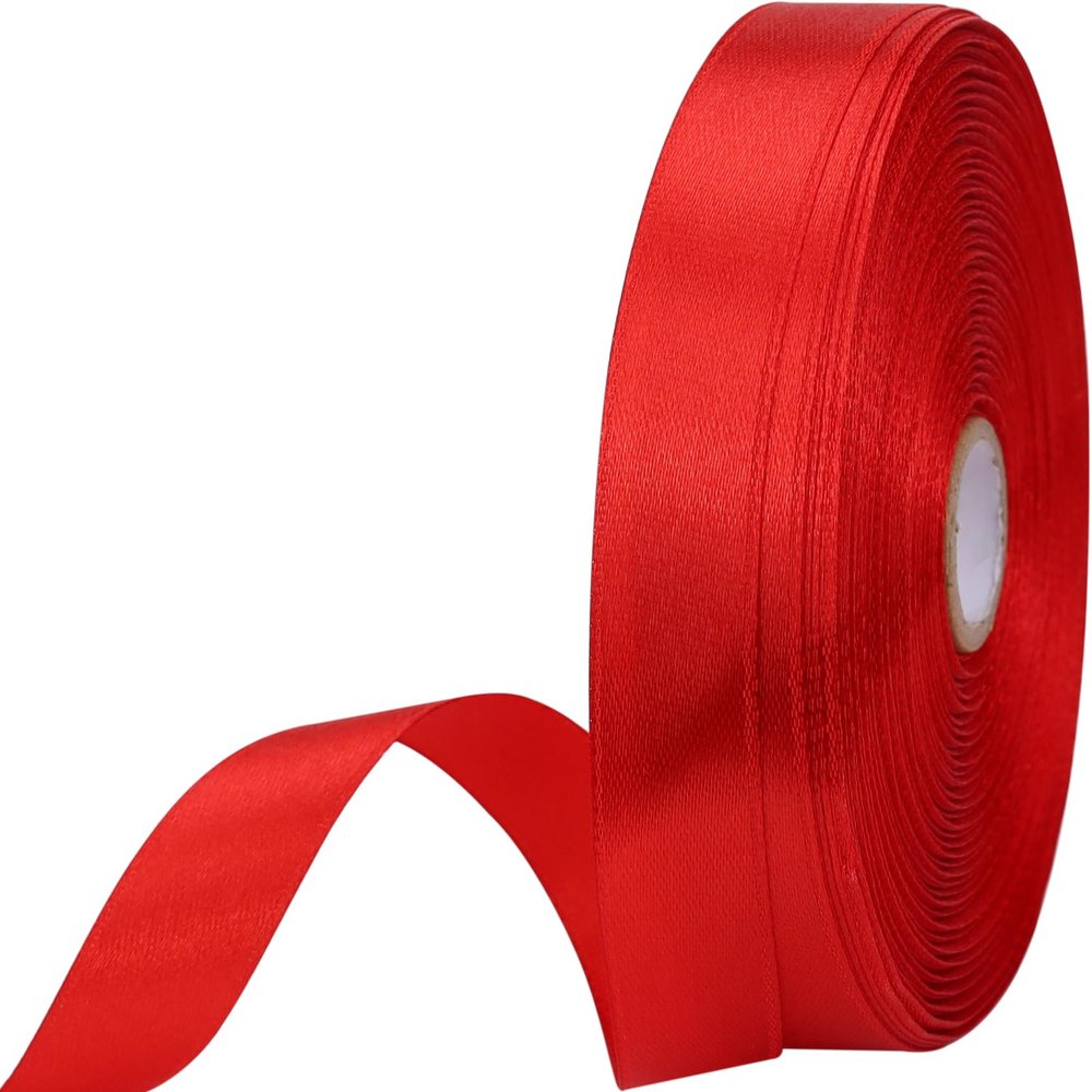 5/8 inches 50 Yard Red Satin Ribbon for Gift Wrapping, Wedding, Crafts, Christmas,Easter, Floral, Hair, Invitation Decorations and More