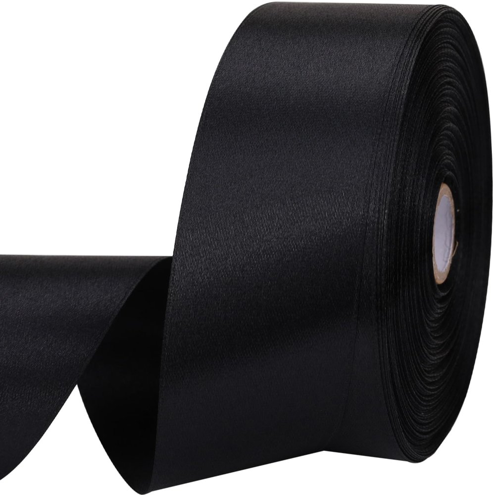 1-1/2 inches 50 Yard Black Satin Ribbon for Gift Wrapping, Wedding, Crafts, Christmas,Easter, Floral, Hair, Invitation Decorations and More