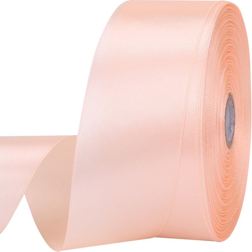 1-1/2 inches 50 Yard Champagne Powder Satin Ribbon for Gift Wrapping, Wedding, Crafts, Christmas,Easter, Floral, Hair, Invitation Decorations and More