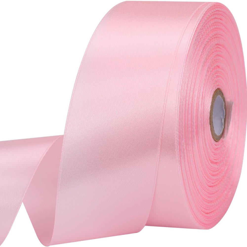 1-1/2 inches 50 Yard Light Pink Satin Ribbon for Gift Wrapping, Wedding, Crafts, Christmas,Easter, Floral, Hair, Invitation Decorations and More