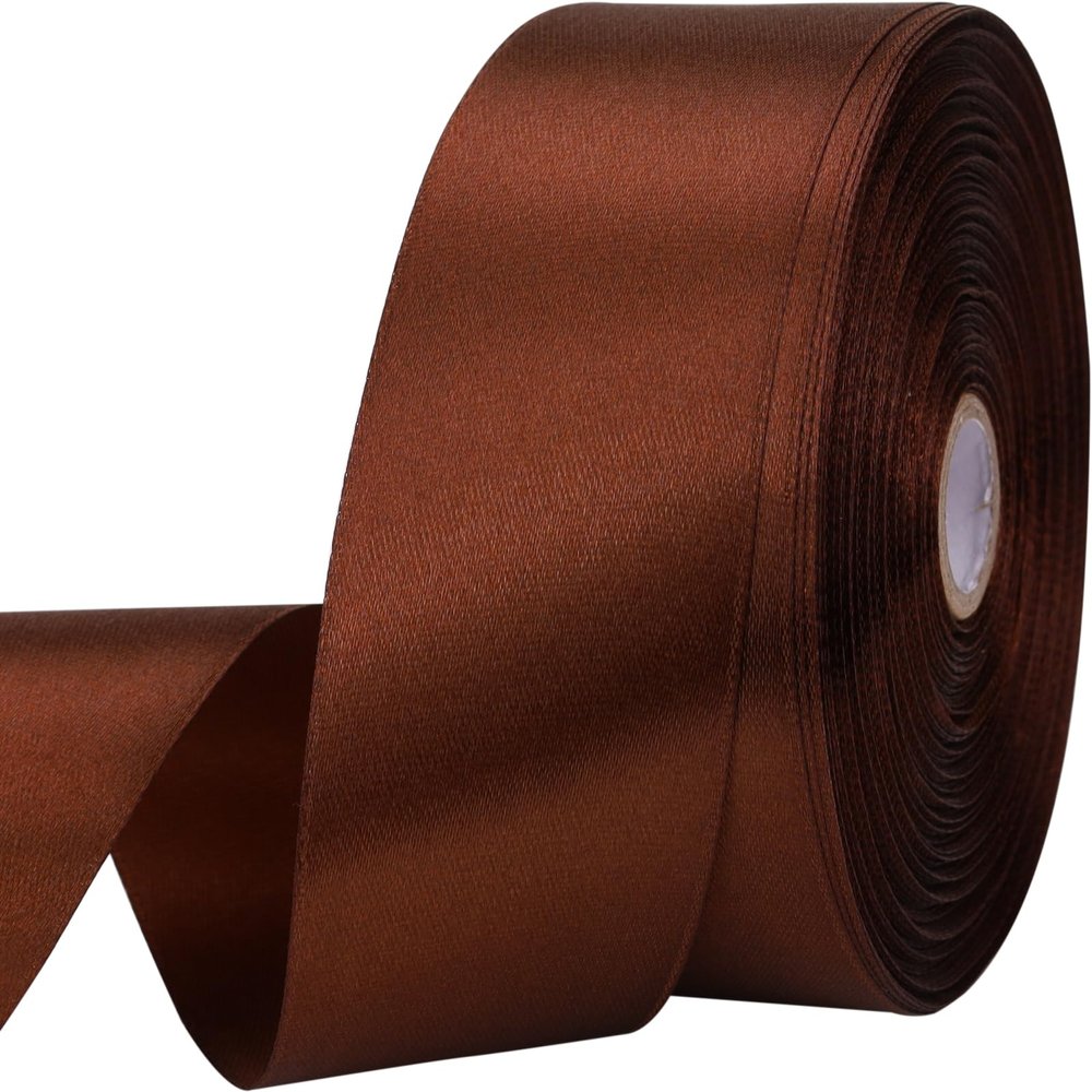 1-1/2 inches 50 Yard Brown Satin Ribbon for Gift Wrapping, Wedding, Crafts, Christmas,Easter, Floral, Hair, Invitation Decorations and More