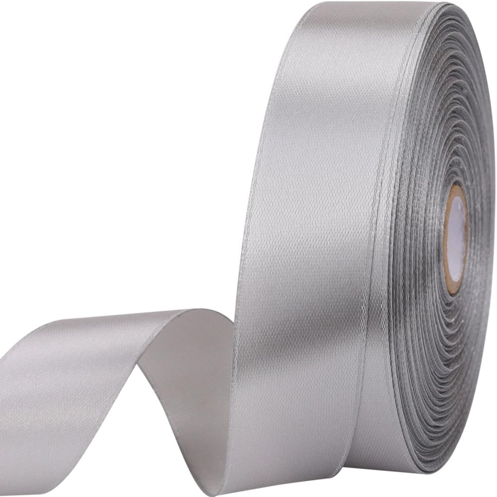 1 inches 50 Yard Grey Satin Ribbon for Gift Wrapping, Wedding, Crafts, Christmas,Easter, Floral, Hair, Invitation Decorations and More