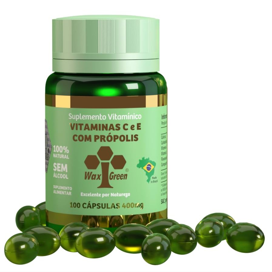 6 Bottles of Wax Green Brazil Bee Propolis Vitamin C with E 300mg (100 softgel)