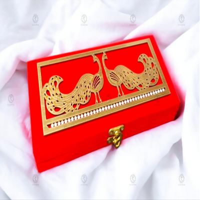 SHAKTISM Decorative and Attractive Box Cash Box, Shagun Box, Jewellery Box, Money Box Envelop Wedding, Gift Box, Bangel box (Pack of 1Pc) (Peacock Red)
