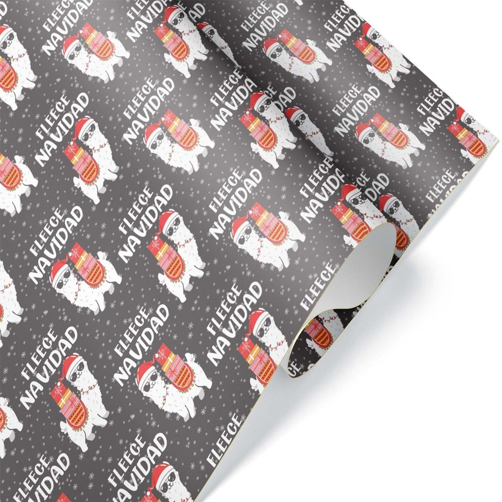 Funny Llama Alpaca Christmas Thick Wrapping Paper, Xmas Gift Wrap for Animal Lover, Fleece Feliz Navidad Theme (12 foot x 30 inch roll)