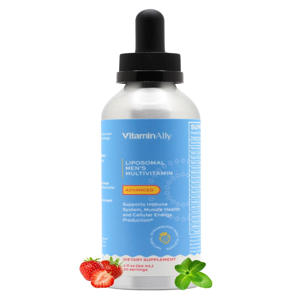 Vitaminally Liposomal Men's Liquid Multivitamin Drops | Non-GMO | Sugar Free | Gluten Free | 30 Day Supply | Supports Immune System, Muscle Health, Cellular Energy Production
