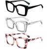 REAVEE 3 Pack Oversized Square Reading Glasses Oprah Style for Women, Blue Light Blocking Large Frame Computer Designer Fashion Readers with Spring Hinge (Black/Pink Tortois/Grey,2.75) view 2