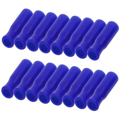 Mini Skater 16Pcs Blue Silicone Reusable Straws Tips Covers, Large Size, Fit for 8mm Stainless Steel Straws