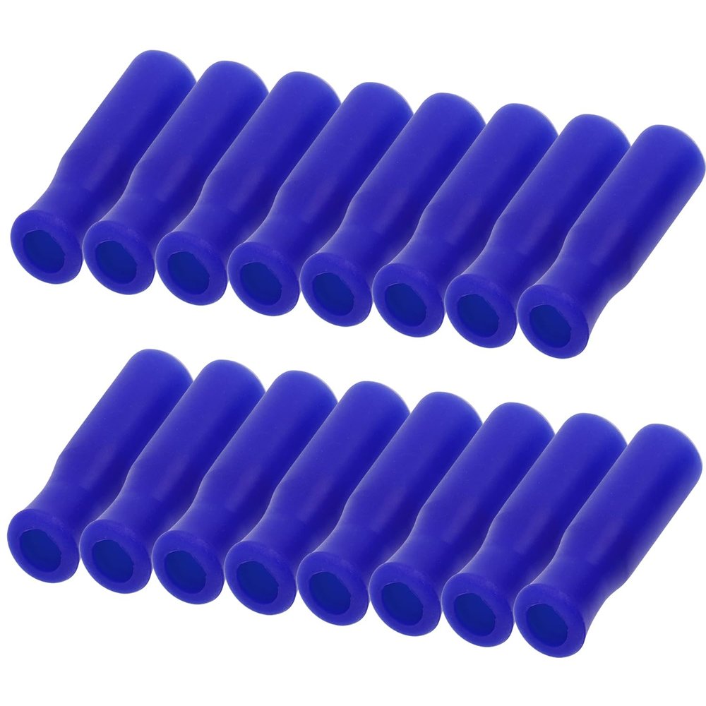 Mini Skater 16Pcs Blue Silicone Reusable Straws Tips Covers, Large Size, Fit for 8mm Stainless Steel Straws