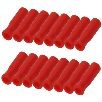 Mini Skater 16Pcs Red Silicone Reusable Straws Tips Covers, Large Size, Fit for 8mm Stainless Steel Straws