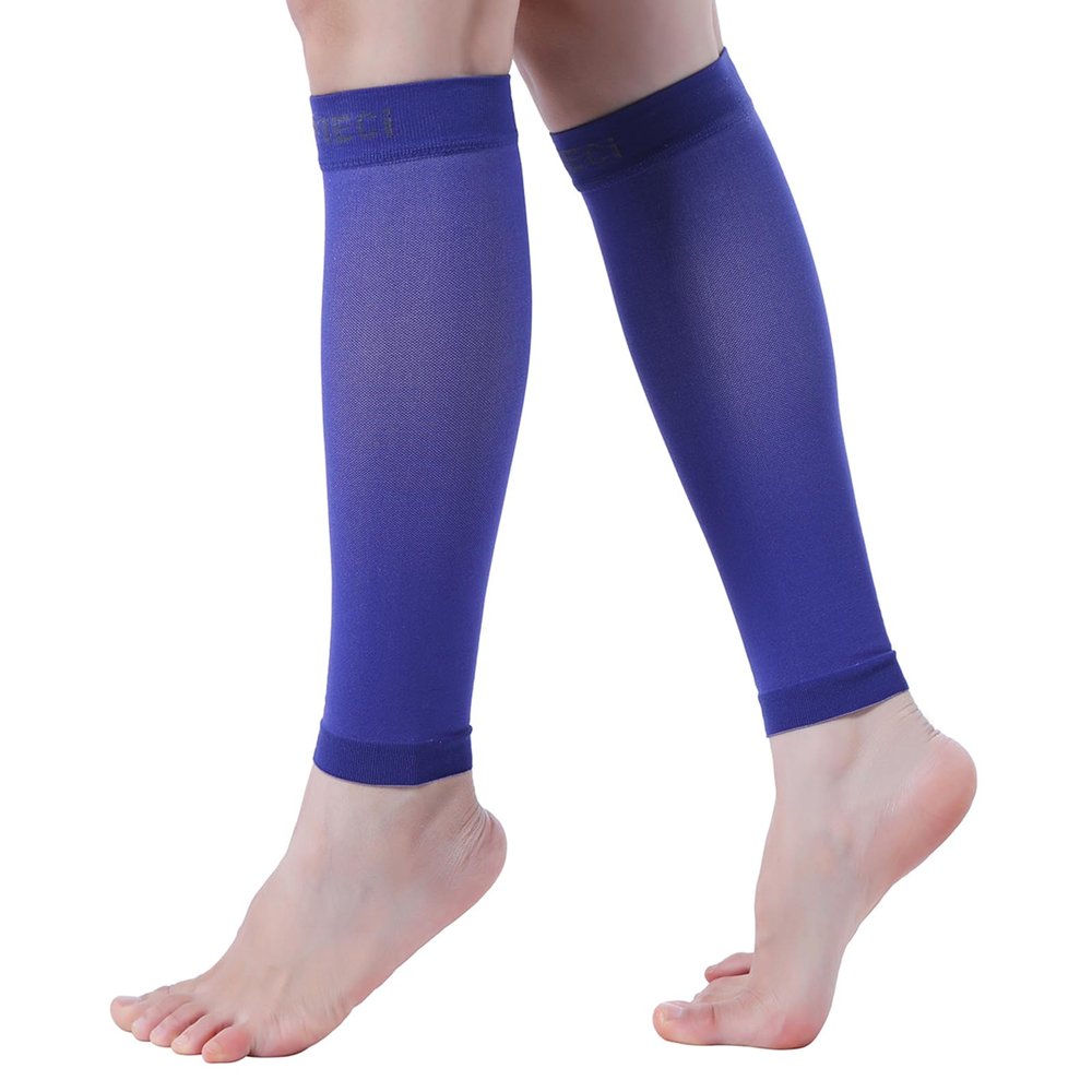 EVOPLECI 15-20mmHg 1 Pair Black Calf Compression Sleeve Men and Women Wide Calf Sleeve Brace Compression Socks for Leg Support, Shin Splint,Pain Relief (DARK BLUE, XX-Large)