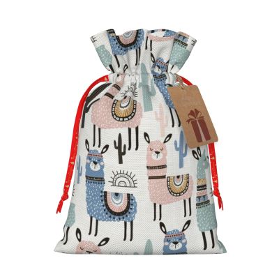 Fresqa Tropical Cactus Animal Lama Reusable Christmas Gift Bags Cloth Gift Bags For Endearing Presentation-Memorable Moments