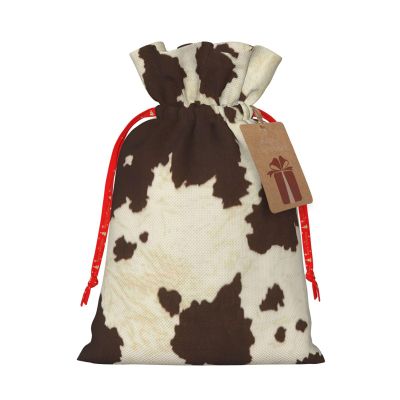 Fresqa Cow Fur Print Reusable Christmas Gift Bags Cloth Gift Bags For Endearing Presentation-Memorable Moments