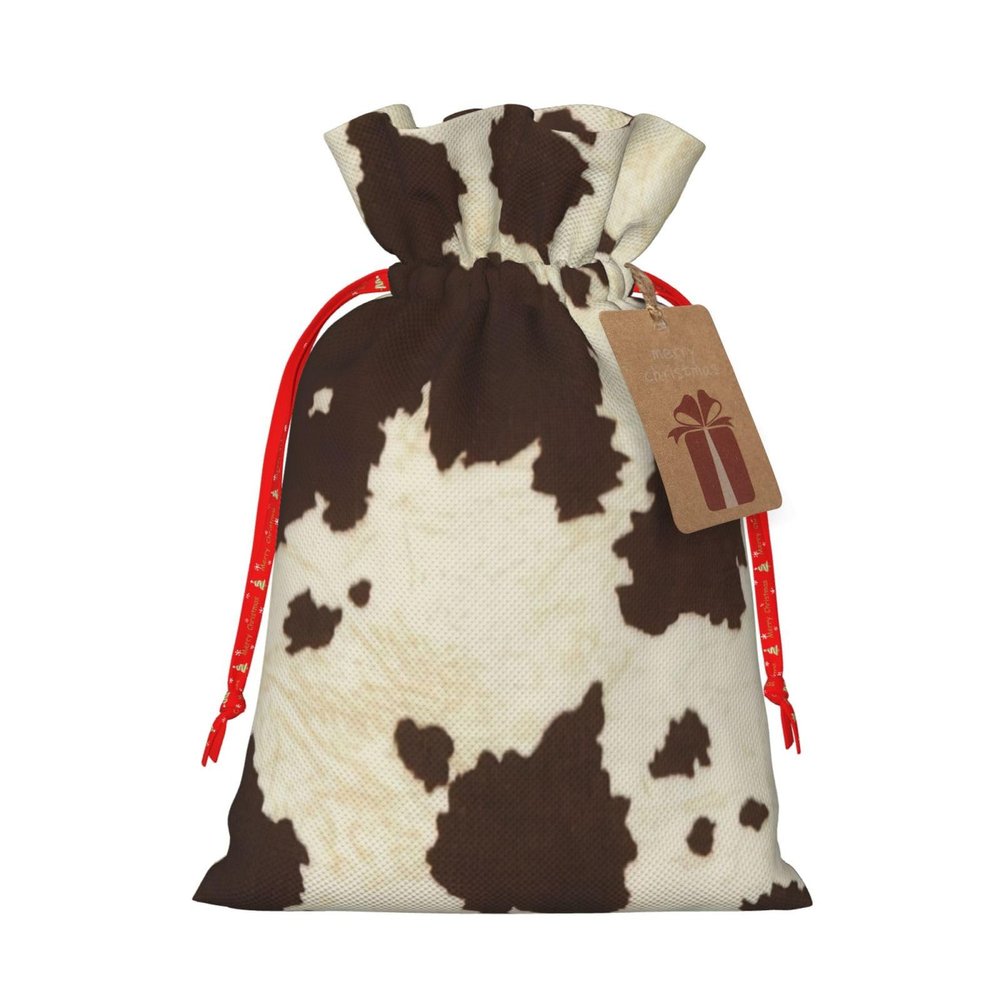 Fresqa Cow Fur Print Reusable Christmas Gift Bags Cloth Gift Bags For Endearing Presentation-Memorable Moments