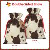Fresqa Cow Fur Print Reusable Christmas Gift Bags Cloth Gift Bags For Endearing Presentation-Memorable Moments view 3