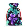Fresqa Purple And Teal Flowers Reusable Christmas Gift Bags Cloth Gift Bags For Endearing Presentation-Memorable Moments view 2
