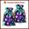 Fresqa Purple And Teal Flowers Reusable Christmas Gift Bags Cloth Gift Bags For Endearing Presentation-Memorable Moments view 3