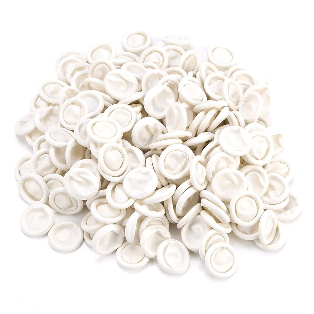 300pcs Latex Finger Cots Ultra Thin Safety Elastic Tattoo Manicure Tool Disposable Fingertips Protective Finger Cots for Electronic Repair