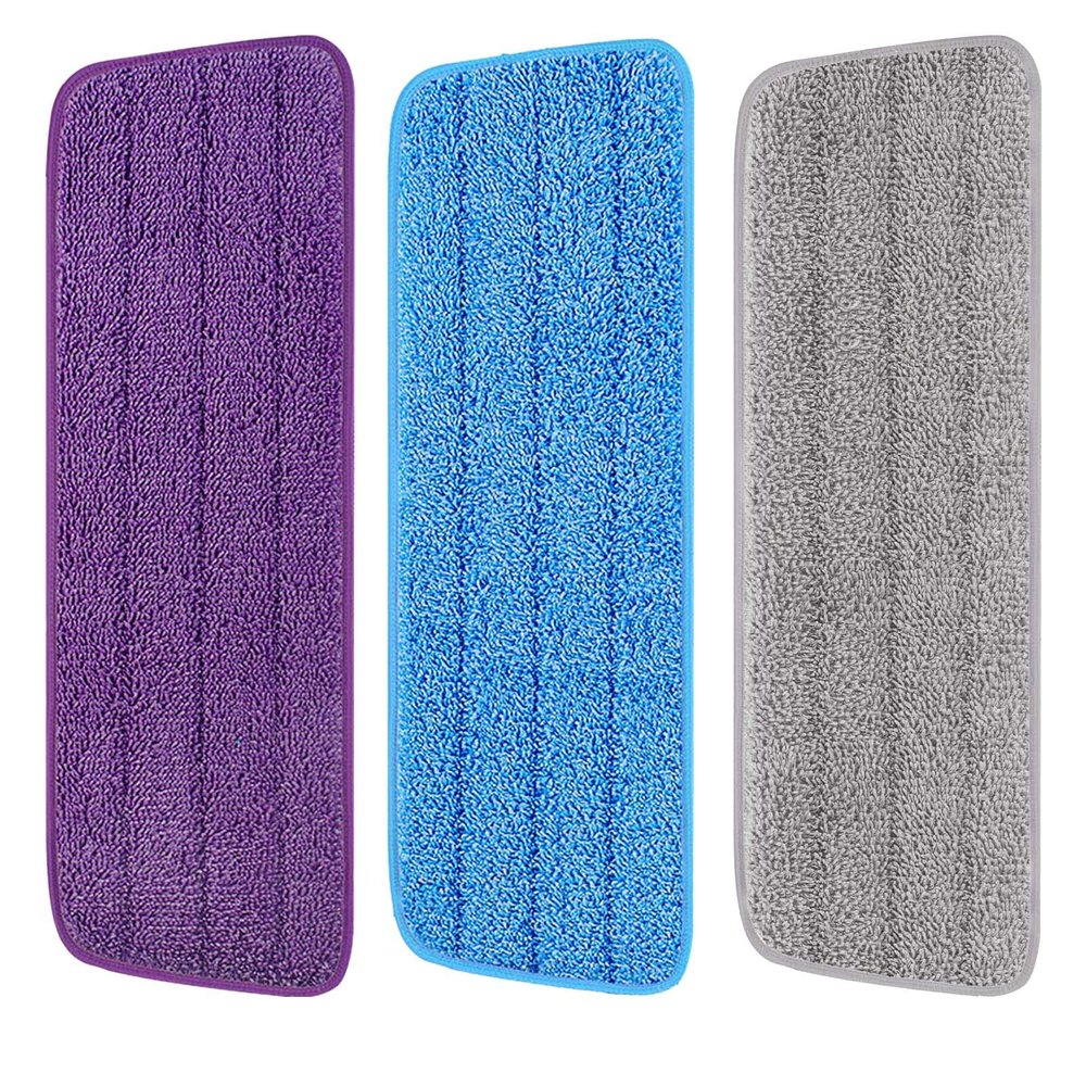 3 Pack 16.5 inch Reusable Mop Pads Microfiber Spray Mop Replacement Heads for Wet/Dry Mops Compatible with Bona Floor Care System (Multicolor )