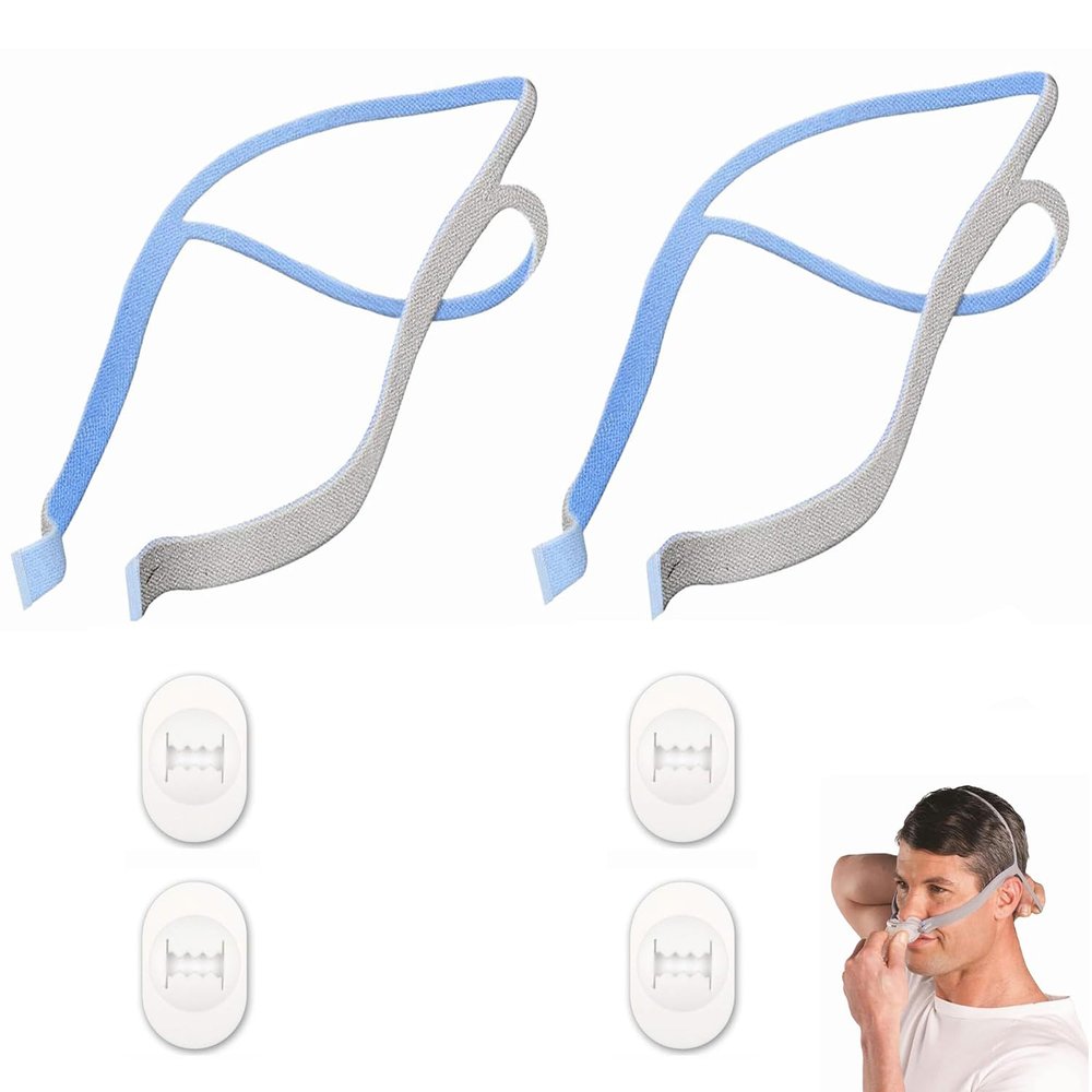 Babyfond 2 Pcs Replacement Headgear for Airfit P10 Headgear, Elastic Adjustable P10 Headgear Strap Compatible with Airfit P10 Nasal Pillow CPAP Mask - Included 2 Straps and 4 Adjustment Clips