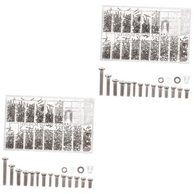 GLEAVI 2sets Eyeglass Screw Repair Kit Assorted Replacement Screws for Eyeglasses Practical Metal Material Portable Storage Box for Emergency Glasses Repair