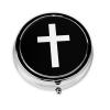 Cross on Black Round Pill Box Streamline Daily Medication Routine view 1