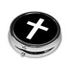 Cross on Black Round Pill Box Streamline Daily Medication Routine view 2