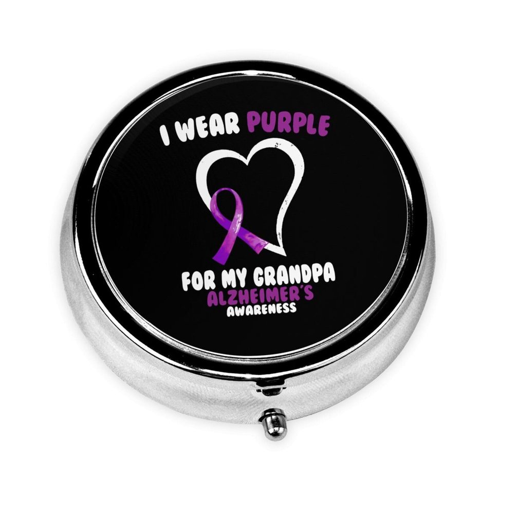 Alzheimers Awareness Round Pill Box Streamline Daily Medication Routine