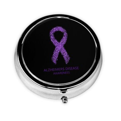 Alzheimers Awareness Round Pill Box Streamline Daily Medication Routine