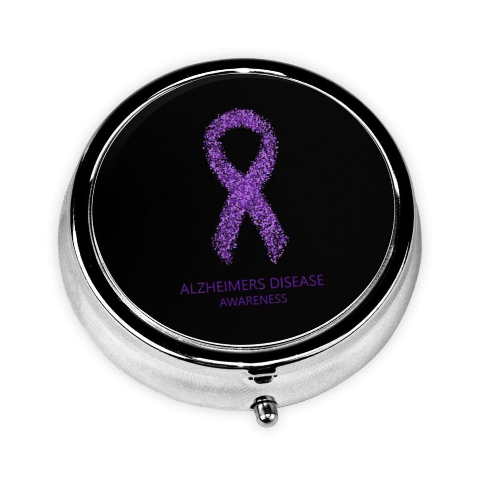 Alzheimers Awareness Round Pill Box Streamline Daily Medication Routine