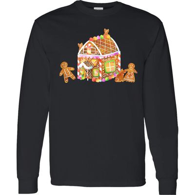inktastic Gingerbread House Family Adult Long Sleeve T-Shirt Large 0040 Black 42dfa
