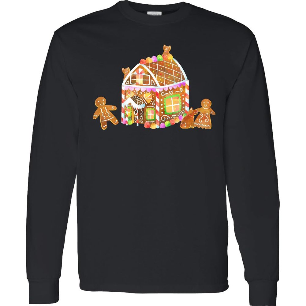 inktastic Gingerbread House Family Adult Long Sleeve T-Shirt Large 0040 Black 42dfa