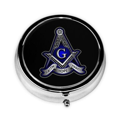 Faith Hope Charity Masonic Freemason Round Pill Box Streamline Daily Medication Routine