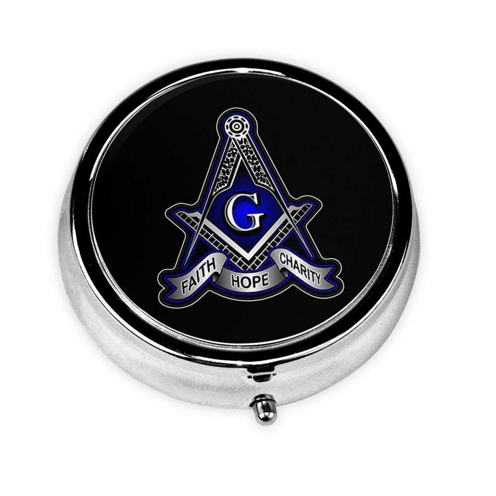 Faith Hope Charity Masonic Freemason Round Pill Box Streamline Daily Medication Routine